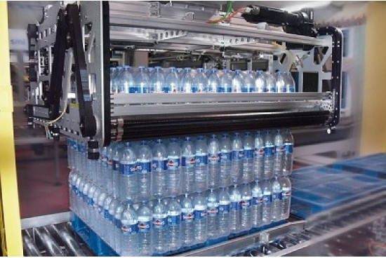 Bottle wrapping palletiser